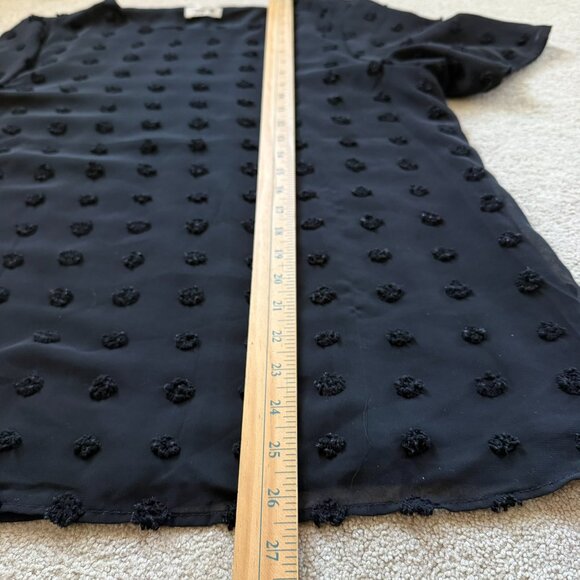 Blooming Jelly Black Polka Dot Textured Blouse Shirt Top Womens Sz XL - Picture 5 of 8